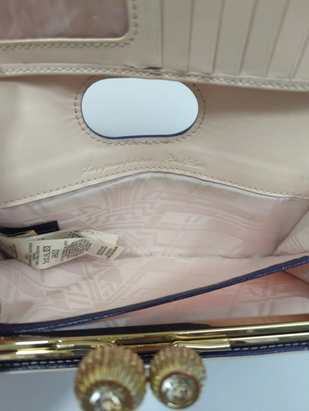 Ted Baker Glitter Patent Purple Sparkle Wallet with Gold Kiss-Lock